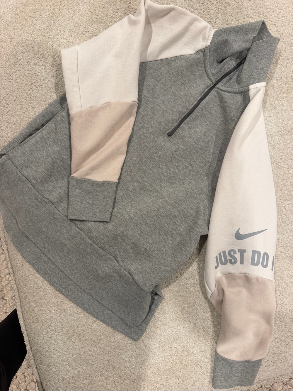 Nike Gray, Cream & Tan Colorblock Pullover Hoodie